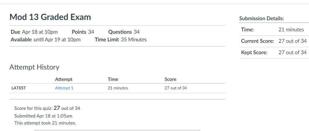 Module 13 graded exam